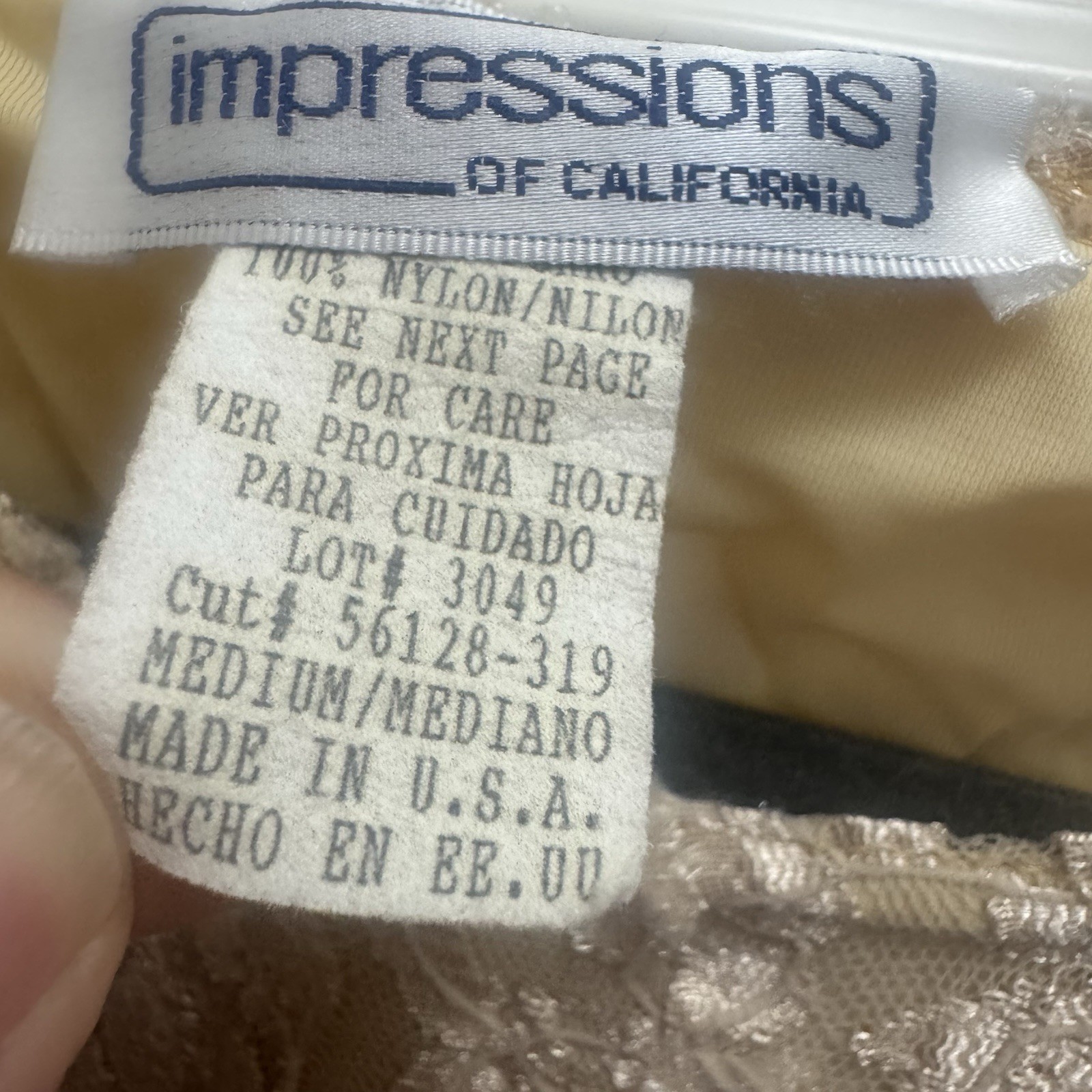 Vintage Mesh Lace Blouse Impressions Of California Sz S Cream Tan Elegant Floral