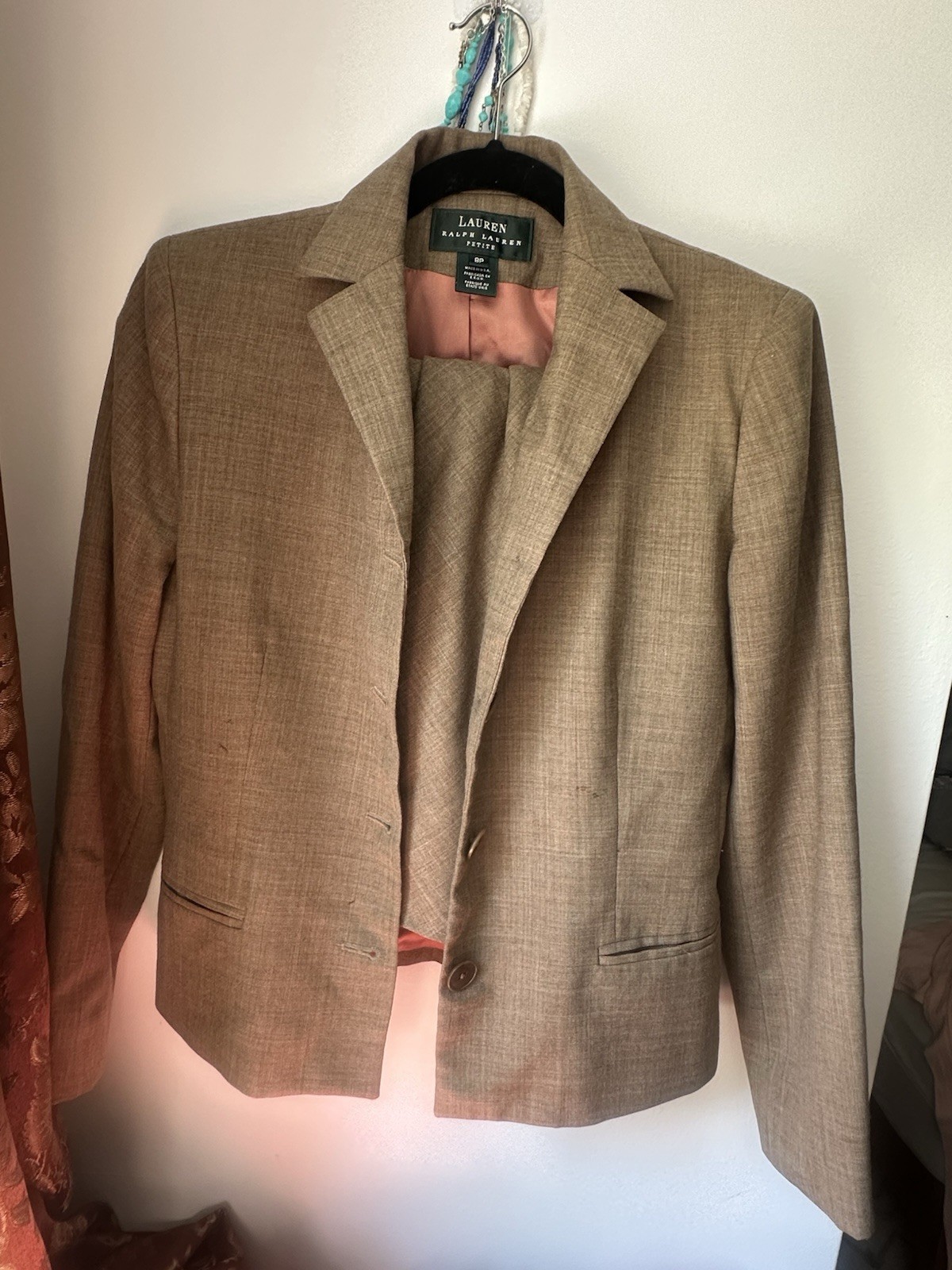 Vintage 100% wool Ralph Lauren skirt Suit Made In USA Top 8P skirt 10P