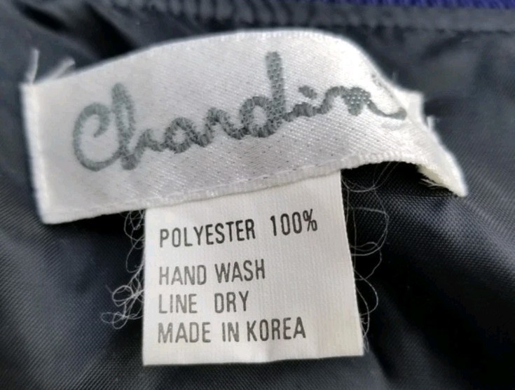 Vintage 80s Chardin Satin Finish Bomber Jacket XL Oversized Geometric Korea