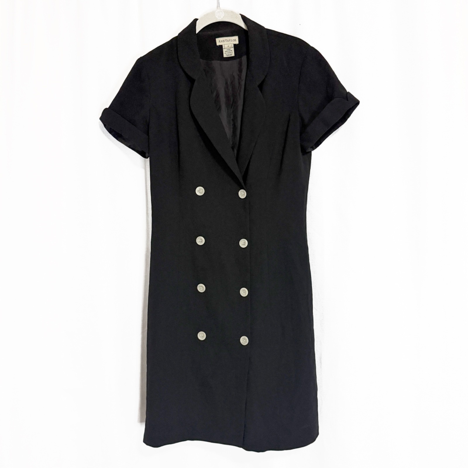 Vintage 90s Ann Taylor Black Tuxedo Dress Size 4
