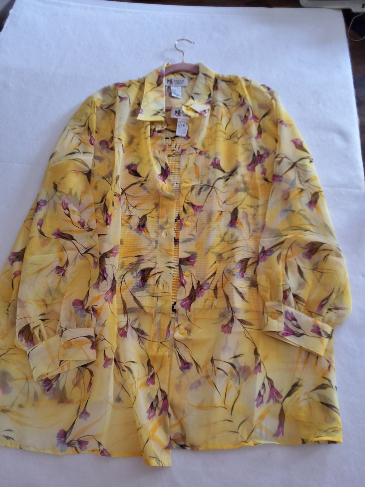 Vintage 1990s 2X Maggie Sweet 2 Piece Blouse With Floral Design. VGVC