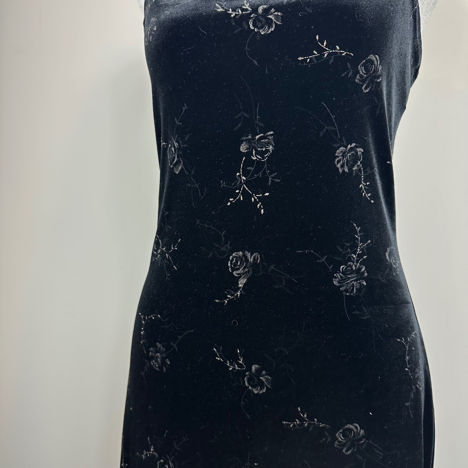 Vintage 90s Velvet Mini Dress Floral Glitter – SIZE M Whimsigoth Fairy Witchy