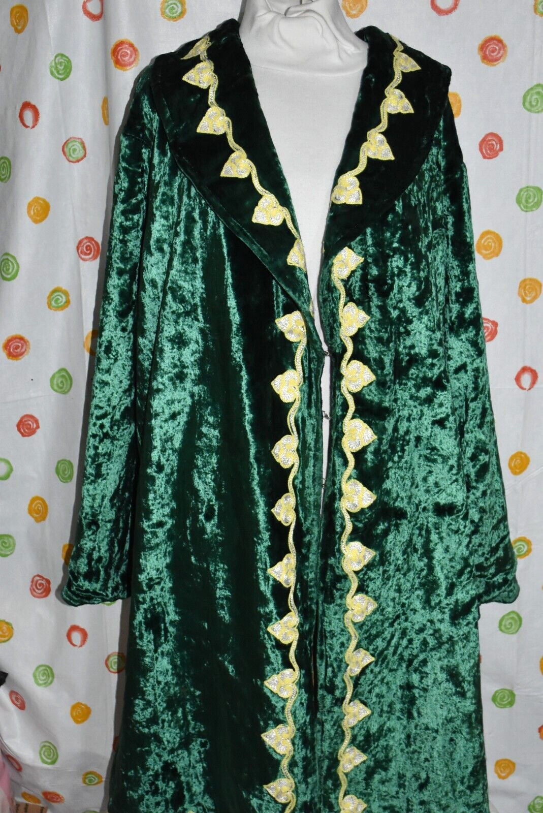 Vintage middy UNISEX X large green velvet robe Medieval Renaissance Festive EUC