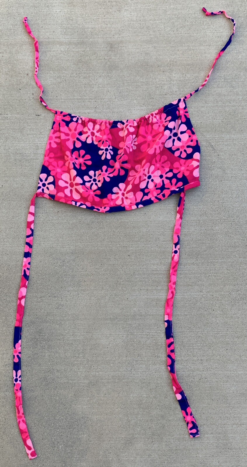 Vintage Halter Top Psychedelic Mod Hippie Chic Hawaii Floral Pink Blue Hippy
