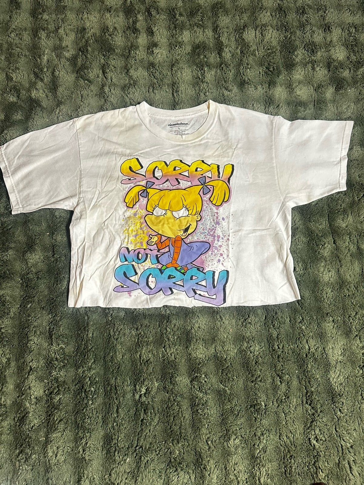 Vintage Nickelodeon Rugrats Angelica “Sorry Not Sorry” Crop Top T-Shirt | large