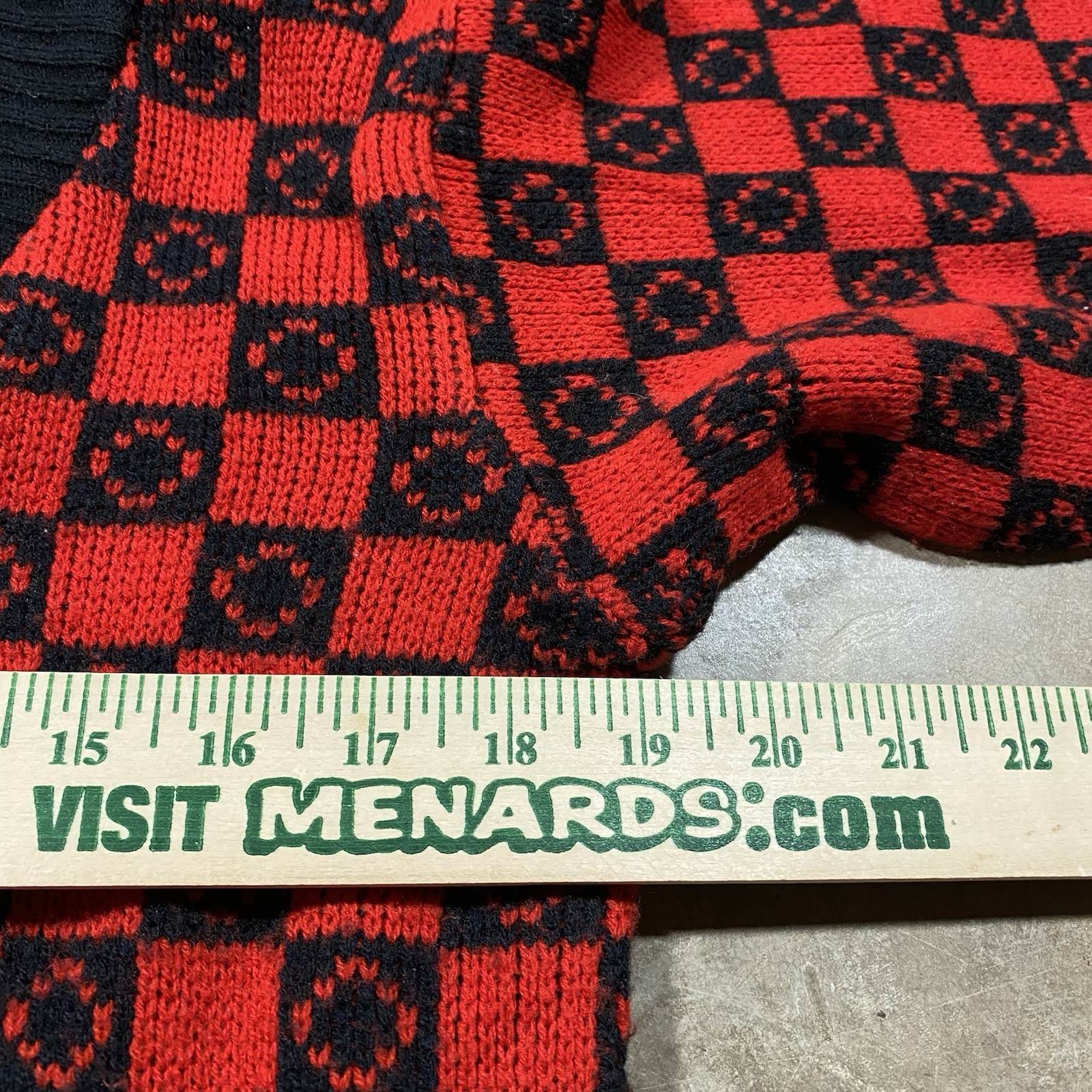 Vintage 80s Dressy Tessy Sweater Dress S Red Black Geometric Knit Taiwan ROC
