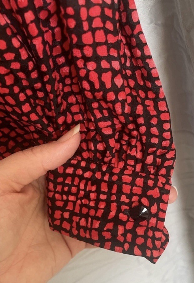Vintage Nieman Marcus Red And Black 100% Silk 3 Piece Skirt Set Size 4