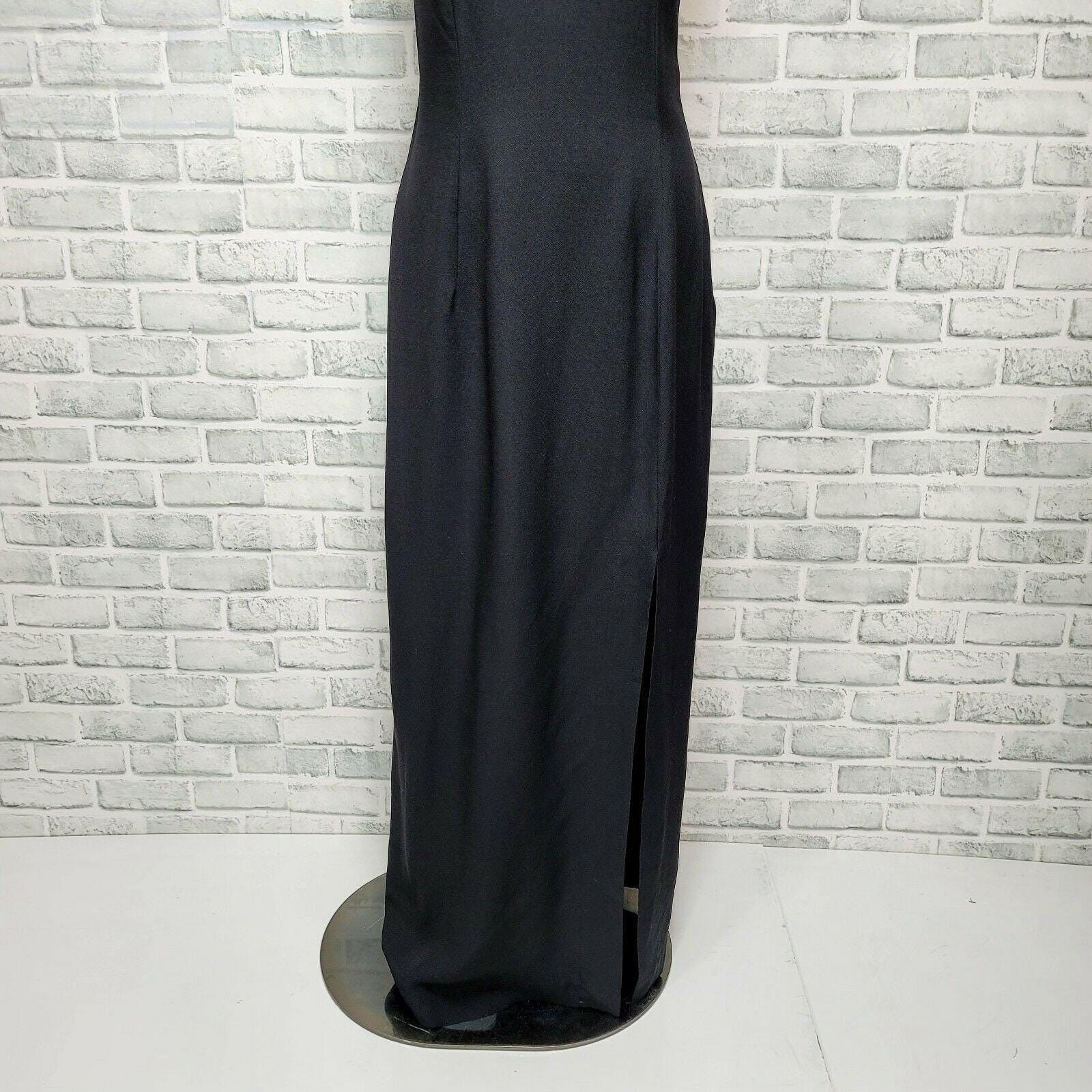 Vintage 90s Jessica McClintock Gunne Sax Black Halter Long Evening Gown Prom