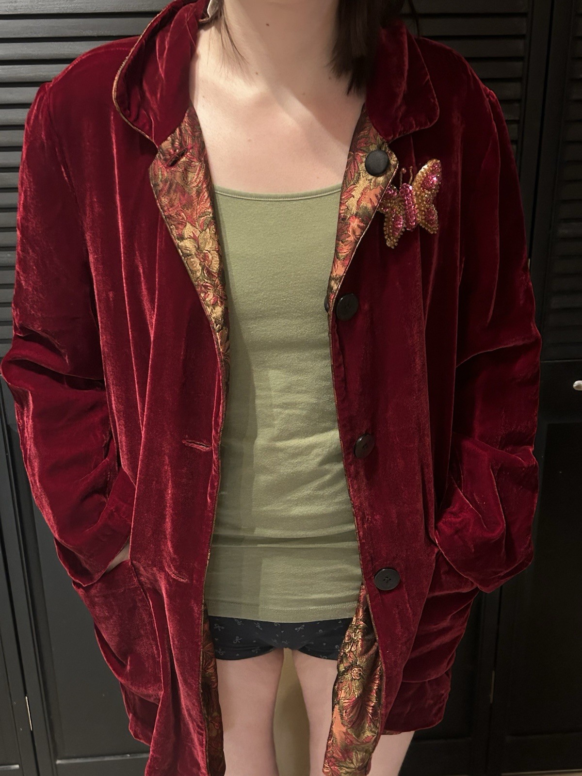 Vintage April Cornell Trading Reversible Red Velvetine/Brocade Blazer Size S