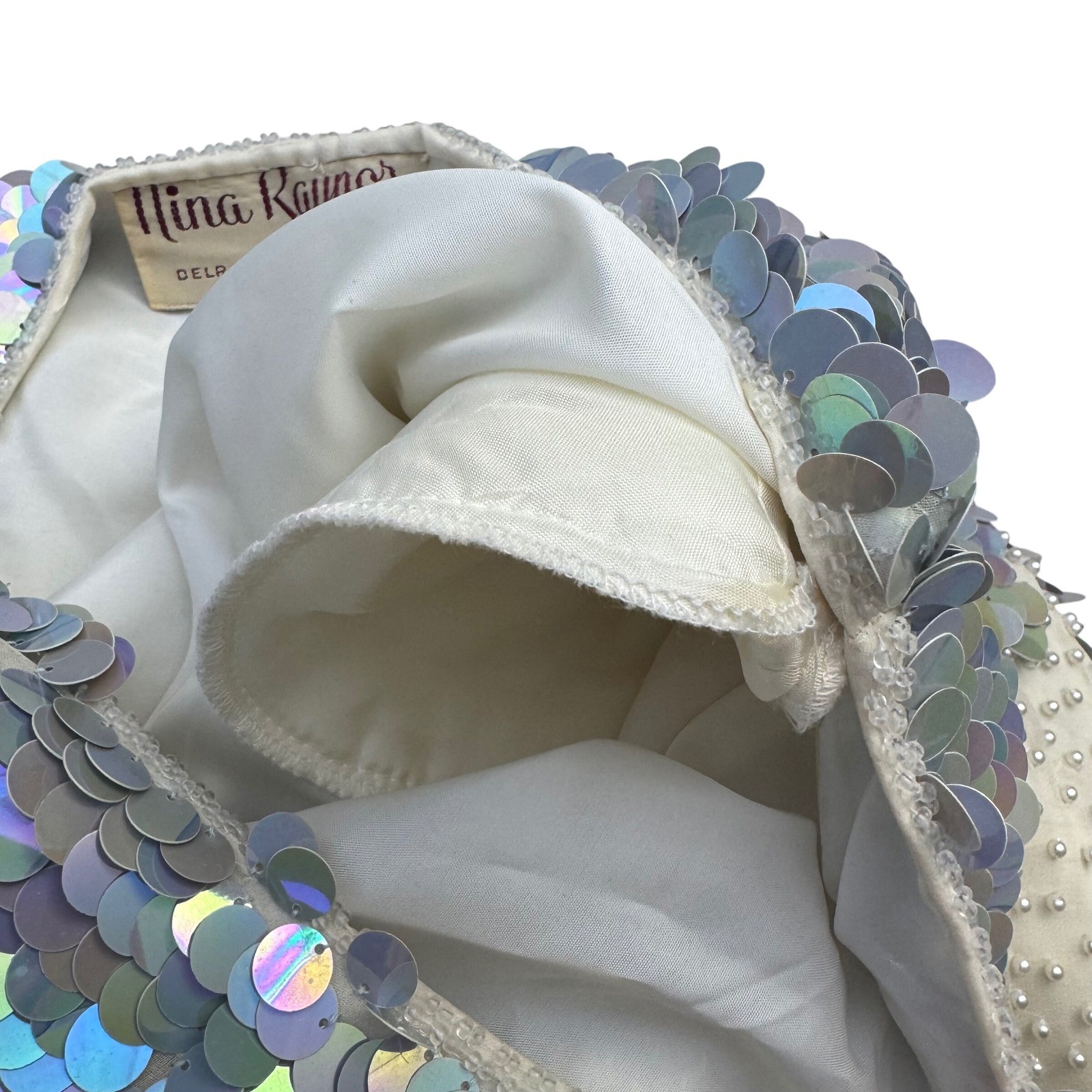 VTG Nina Raynor Top Small AMAZING 100% Silk Iridescent Sequin Beaded Mermaidcore