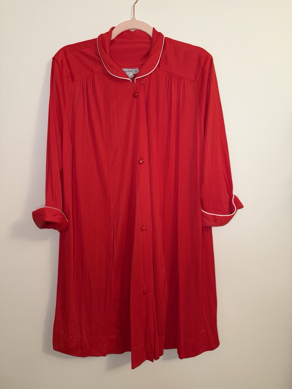 Vintage 50s Claire Tiffany Red Duster Robe Housecoat L XL