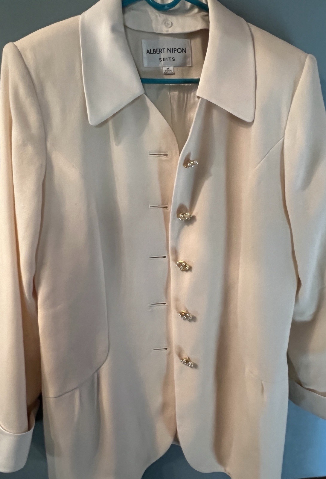 Vintage Albert Nipon Blazer Women’s Size 14 Suits Cream / Yellow Lined