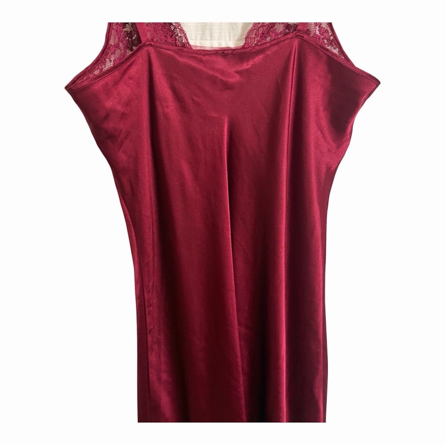 90s Vintage Victorias Secret Wine Red Lace Maxi Slip Dress Gold Label Large