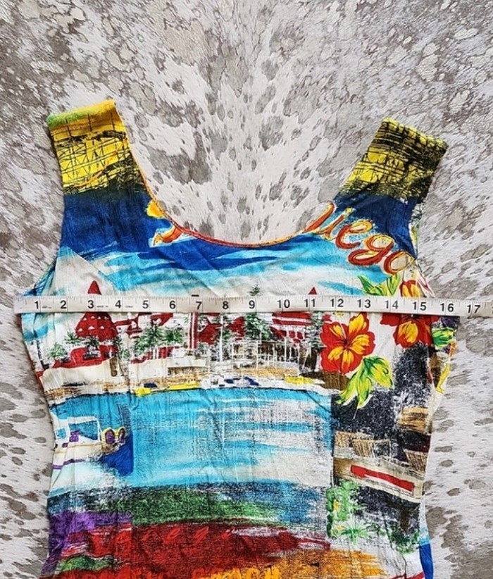 Jams World Vintage Balboa Print Dress So Cal San Diego Beach SzM