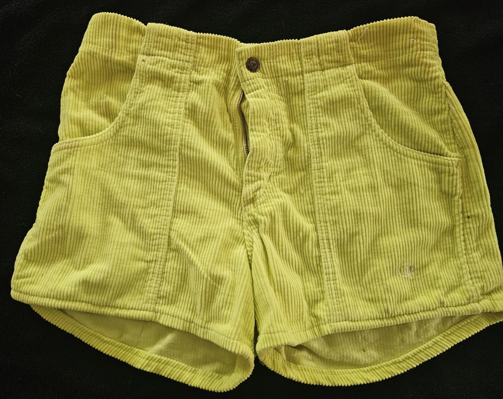 VTG OP Corduroy Longrider Shorts Unisex Lime Green Size 31 YKK Zipper Surf