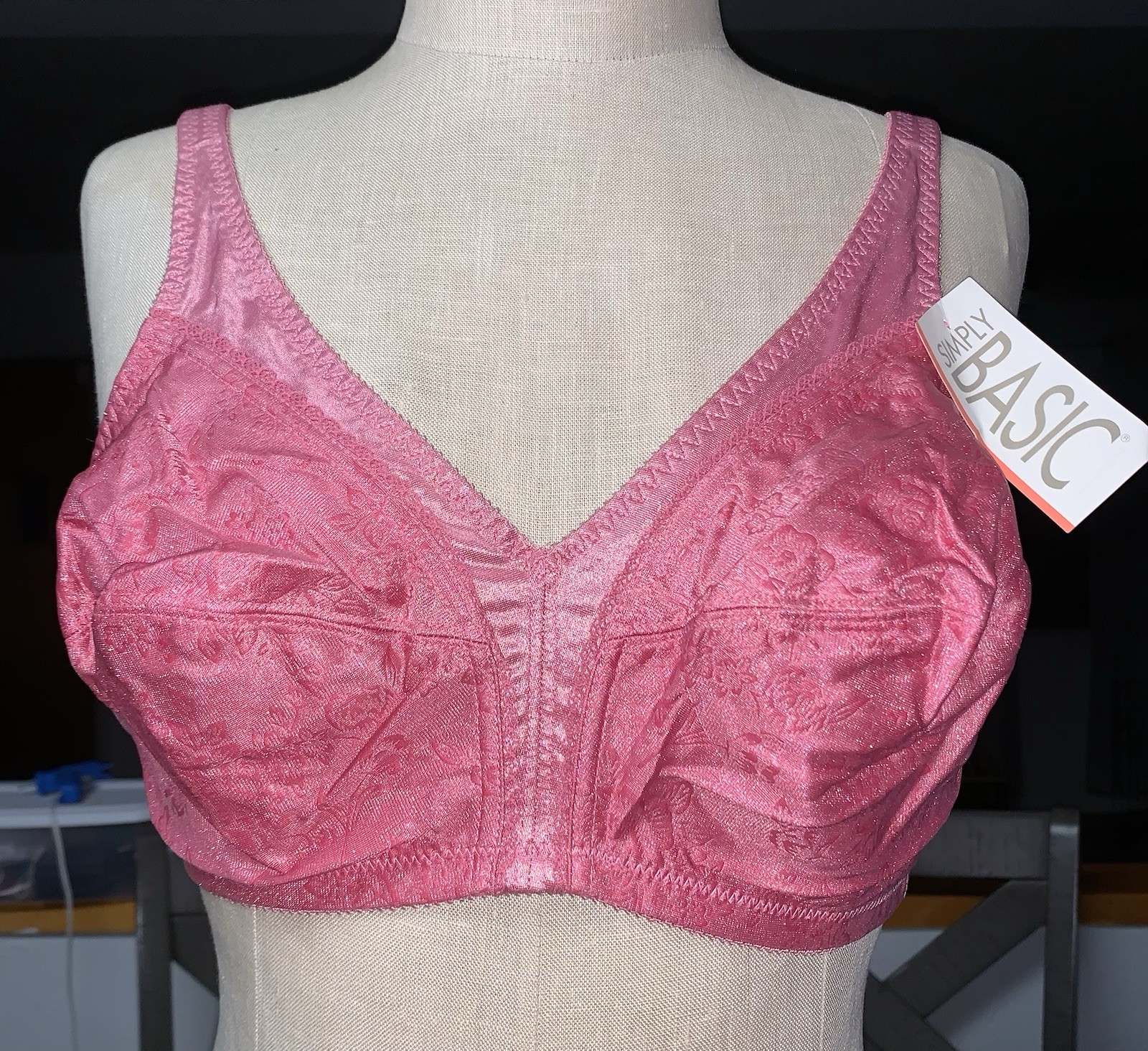 A2 NOS VTG WALMART SIMPLY BASIC 40D CLASSIC PINK MODEST PROMO BRA 5358 NYLON