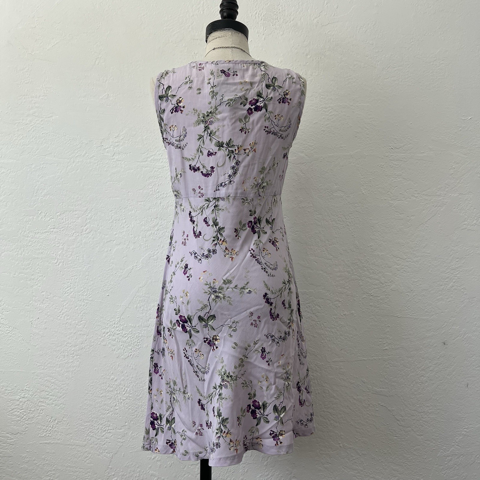 Vintage Karen Kane lavender purple floral mini dress Md