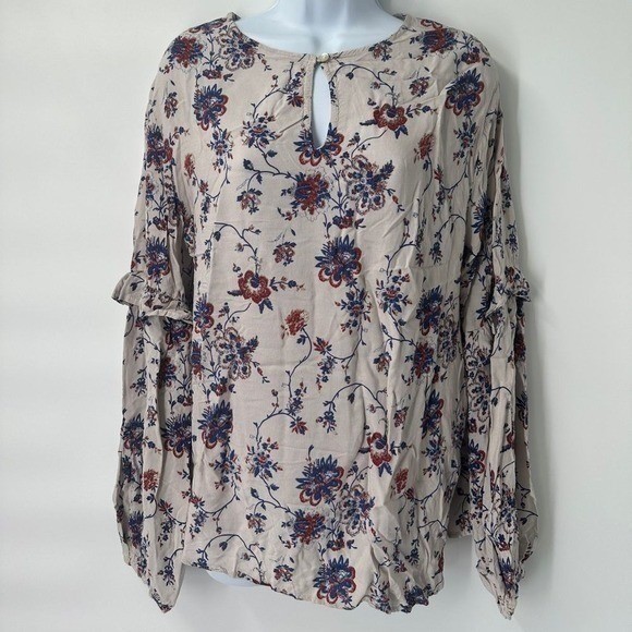 4our Dreamers Cream Floral Boho Peasant Top Romantic Prairie Cottagecore Small