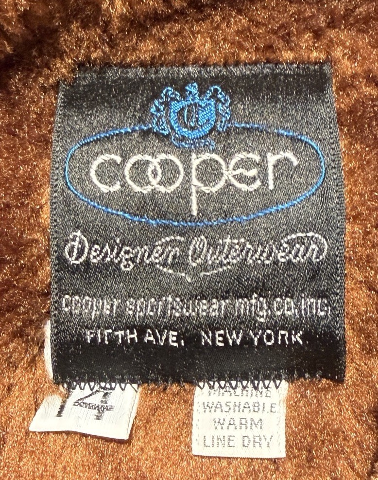 Vintage Cooper Corduroy fur sherpa Lined Jacket Talon Zipper Brown Coat Women 14