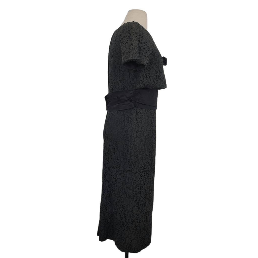 Vintage 1940s 1950s? Natlynn Black Wiggle Dress Sz Small Pin Up Old Hollywood