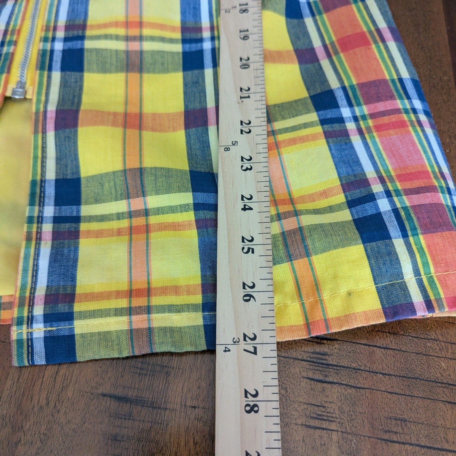 Vtg Debbie Leigh Jacket Yellow Red Blue Plaid Zip Up Sz 13/14 Japan