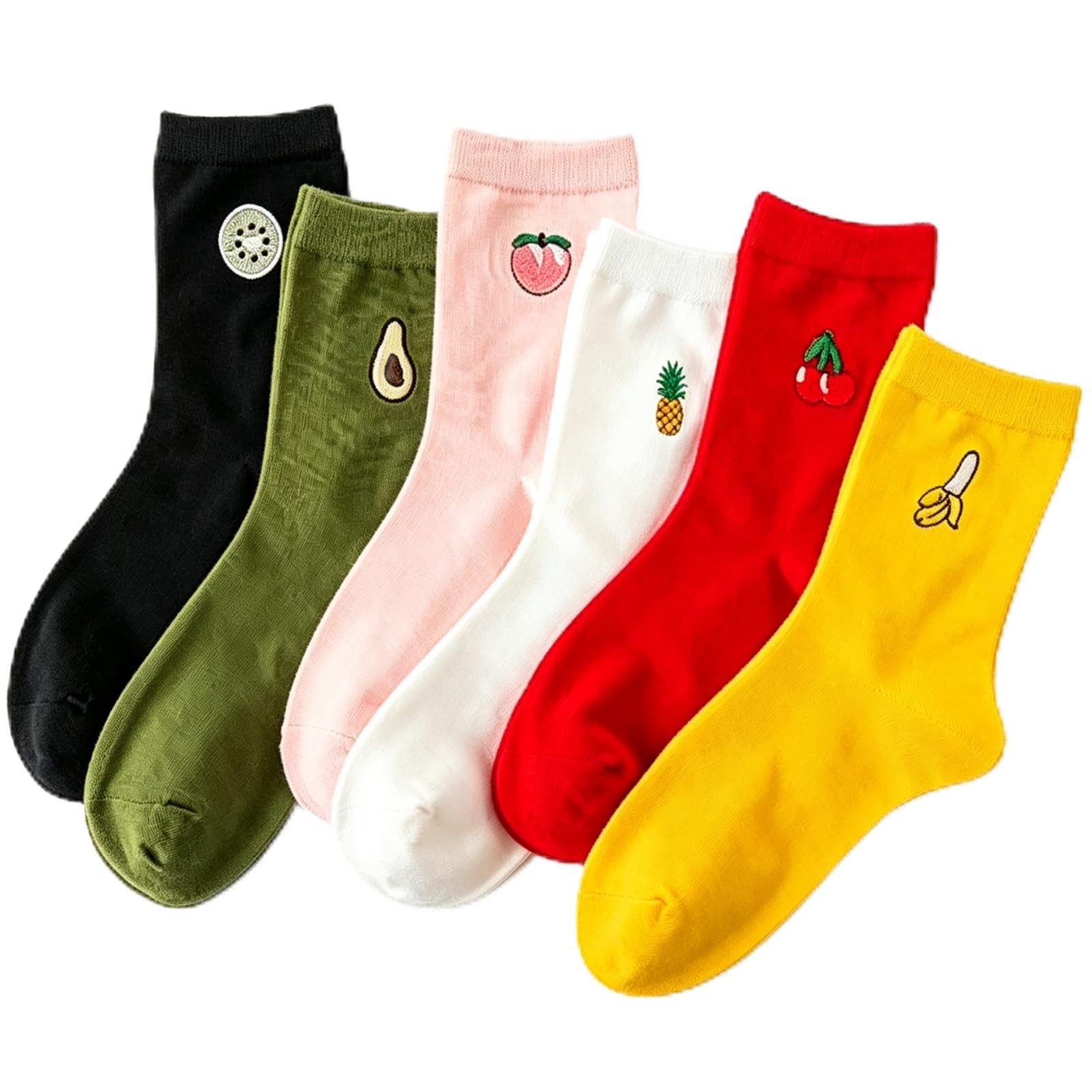 MeiLiZuRL Fruit Socks Cute Cherry Avocado Pineapple One Size, Multi