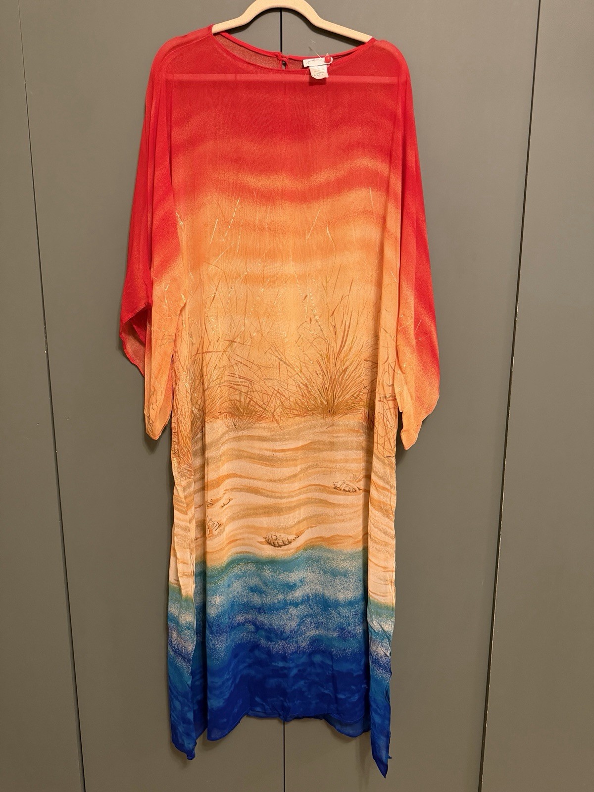 Vintage 80s Gottex hand painted caftan dress size S