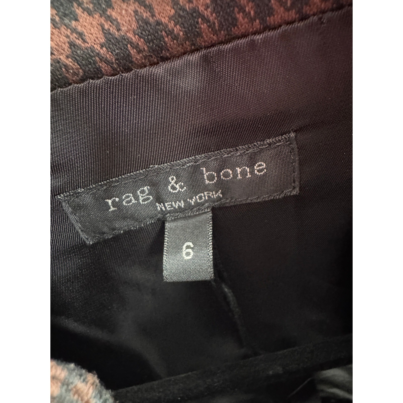 Rag & Bone Blazer Sadie Patterned Brown Multi Size 6 Houndstooth Career Jacket