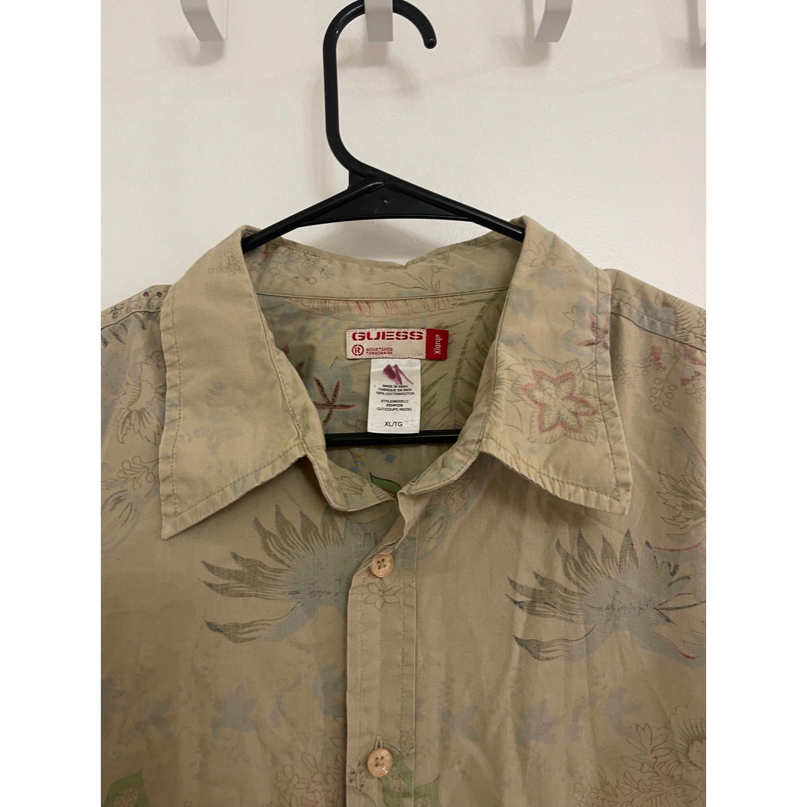 Vintage Y2K Guess Button Down Shirt Floral Leaves Plants Chic Boho