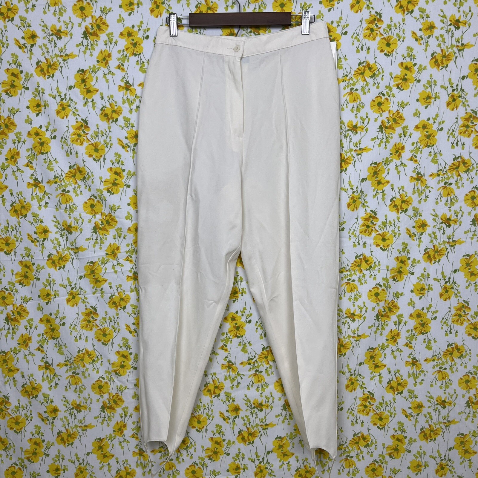 Vintage Oui Petites by Tan Jay 90s Deadstock Off-White Stirrup Pants Size 14