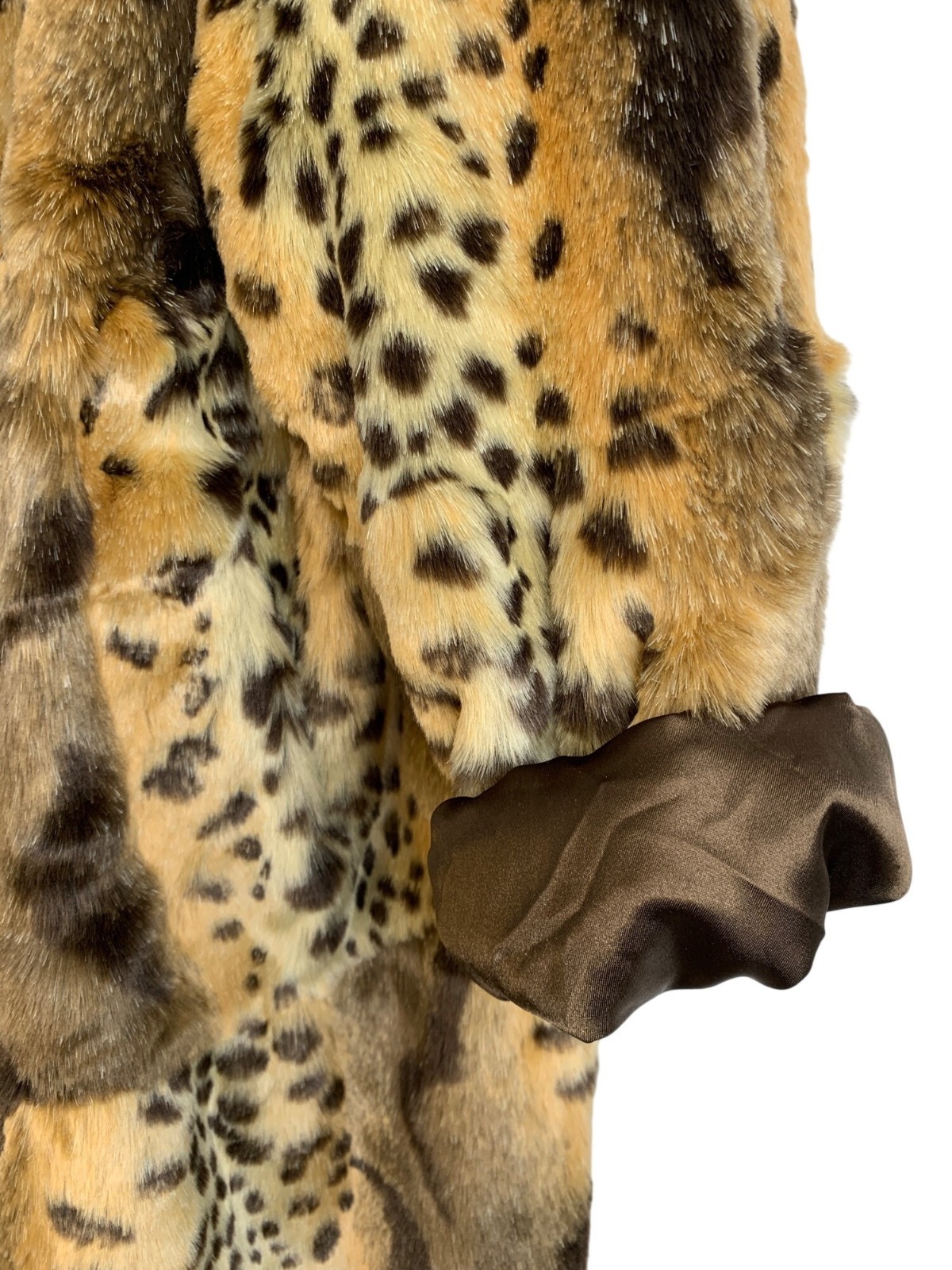 VTG Y2K Donna Vinci Faux Fur Animal Print Swing Coat L/XL A-Line Tiered GUC