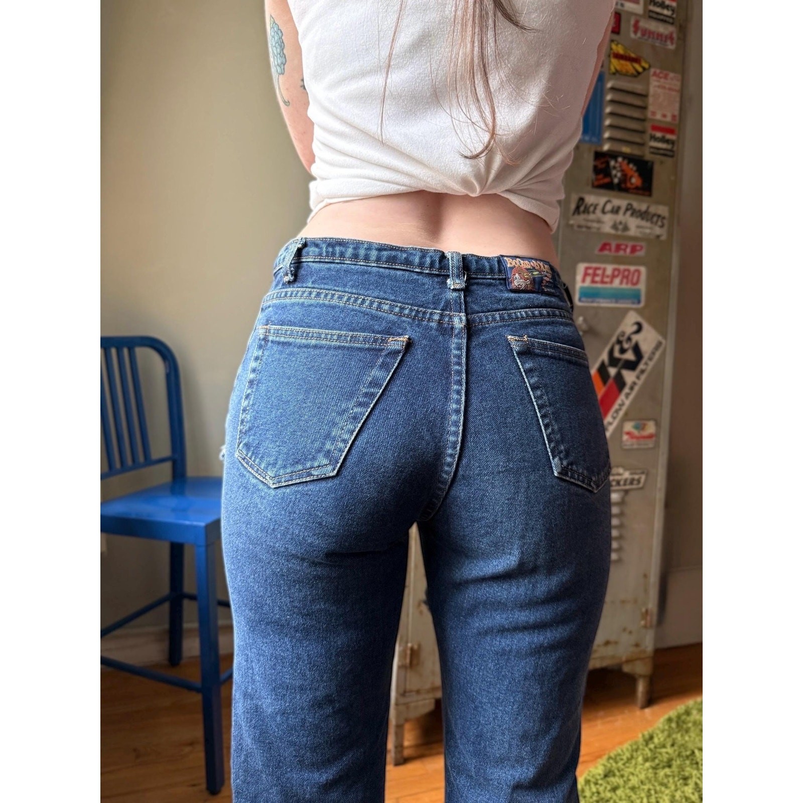 Vintage Y2K Fringe Panel Jeans | Low Rise Kick Flare Denim | Medium Wash | 29″