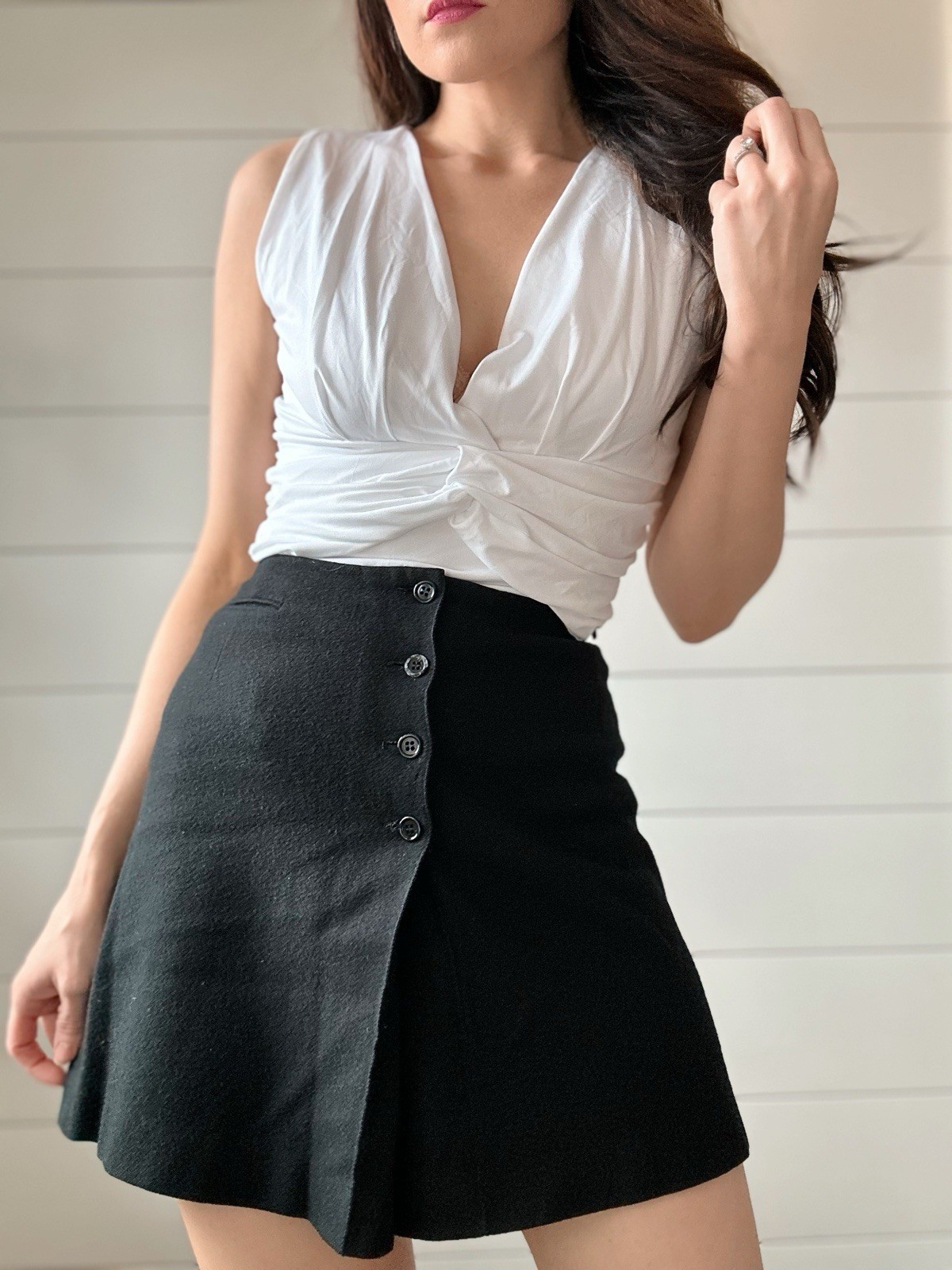 Vintage 60s Skort Black Wool Bobby Brooks Preppy Mod Retro