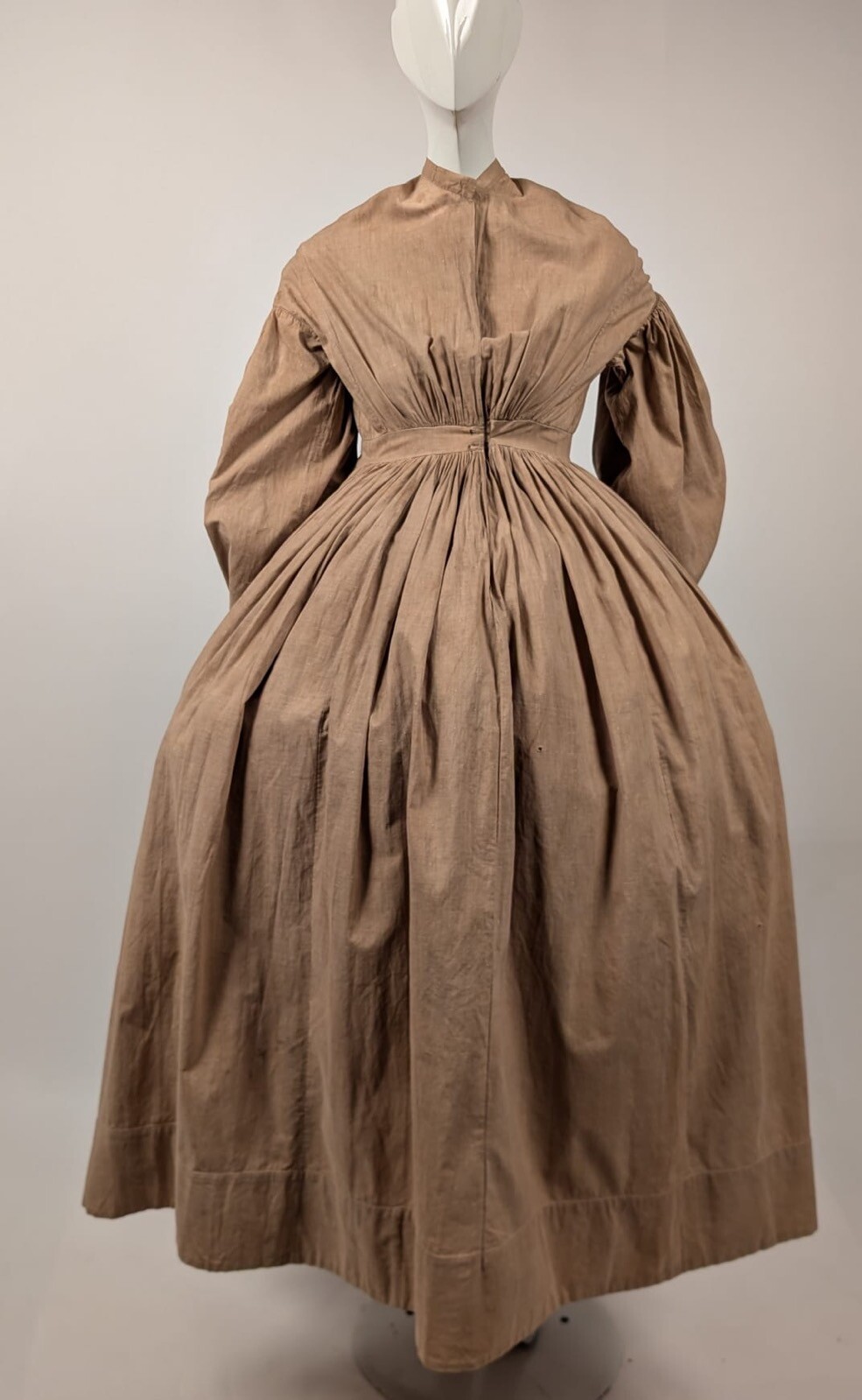 HAND SEWN 1850’S DRESS W MASSIVE BISHOP SLEEVES