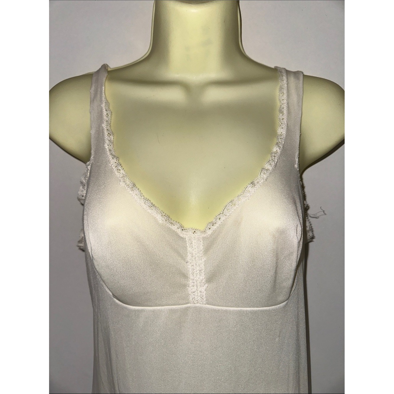 Vintage Vassarette Ivory Long Maxi Full Crepelon Nylon Slip with lace trim