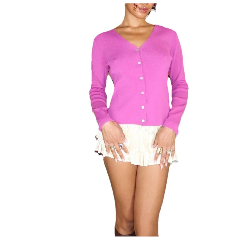 Y2K Hot Pink Button-Up Cardigan – Kikit Maurice Medium