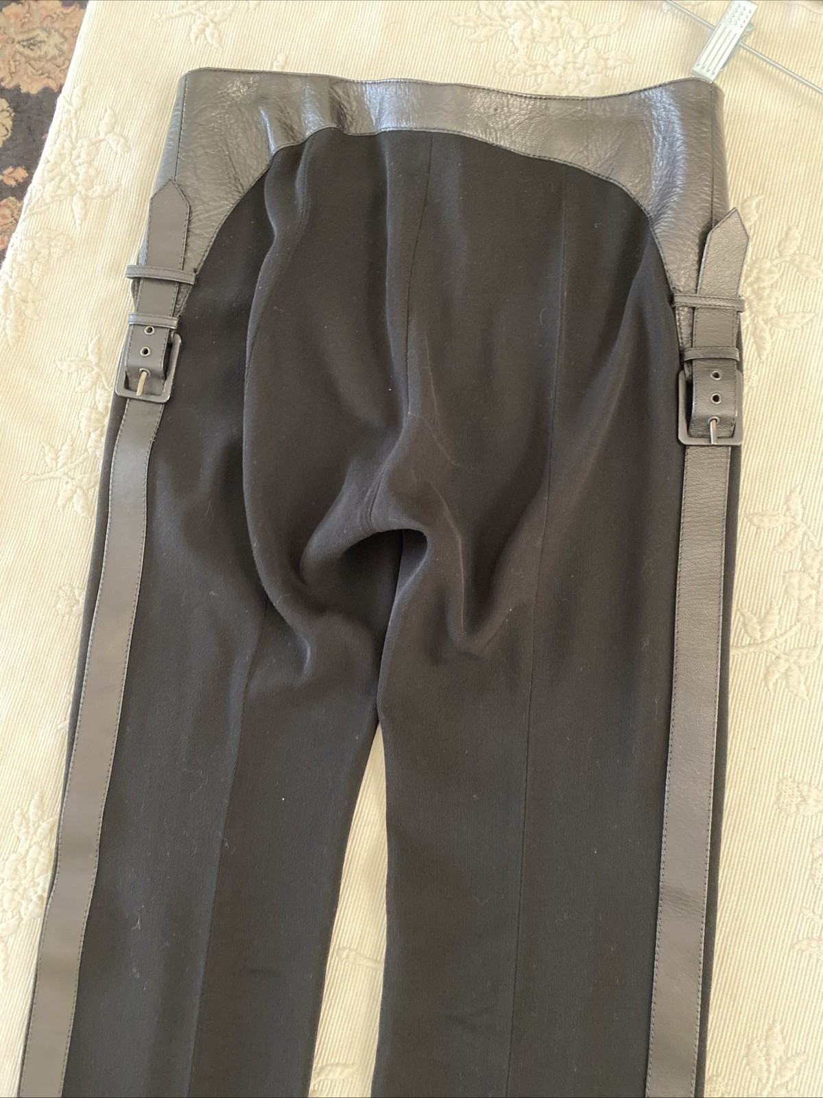 Alexander MCQUEEN vintage Black Supercalifragilistic Harness Pants Wool Leather