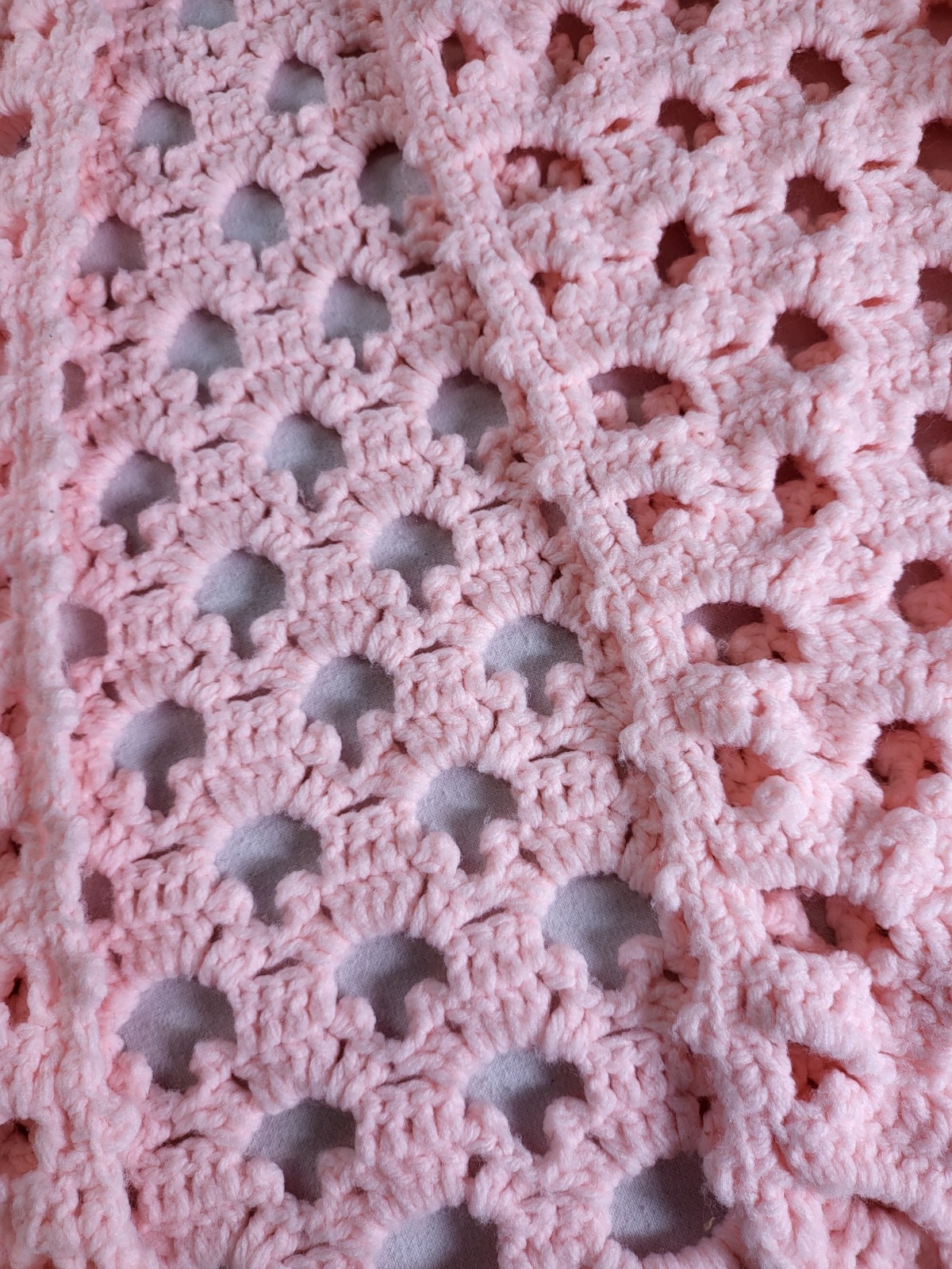 Vintage Pink Crochet Vest Handmade M/L Retro Granny Chic Boho