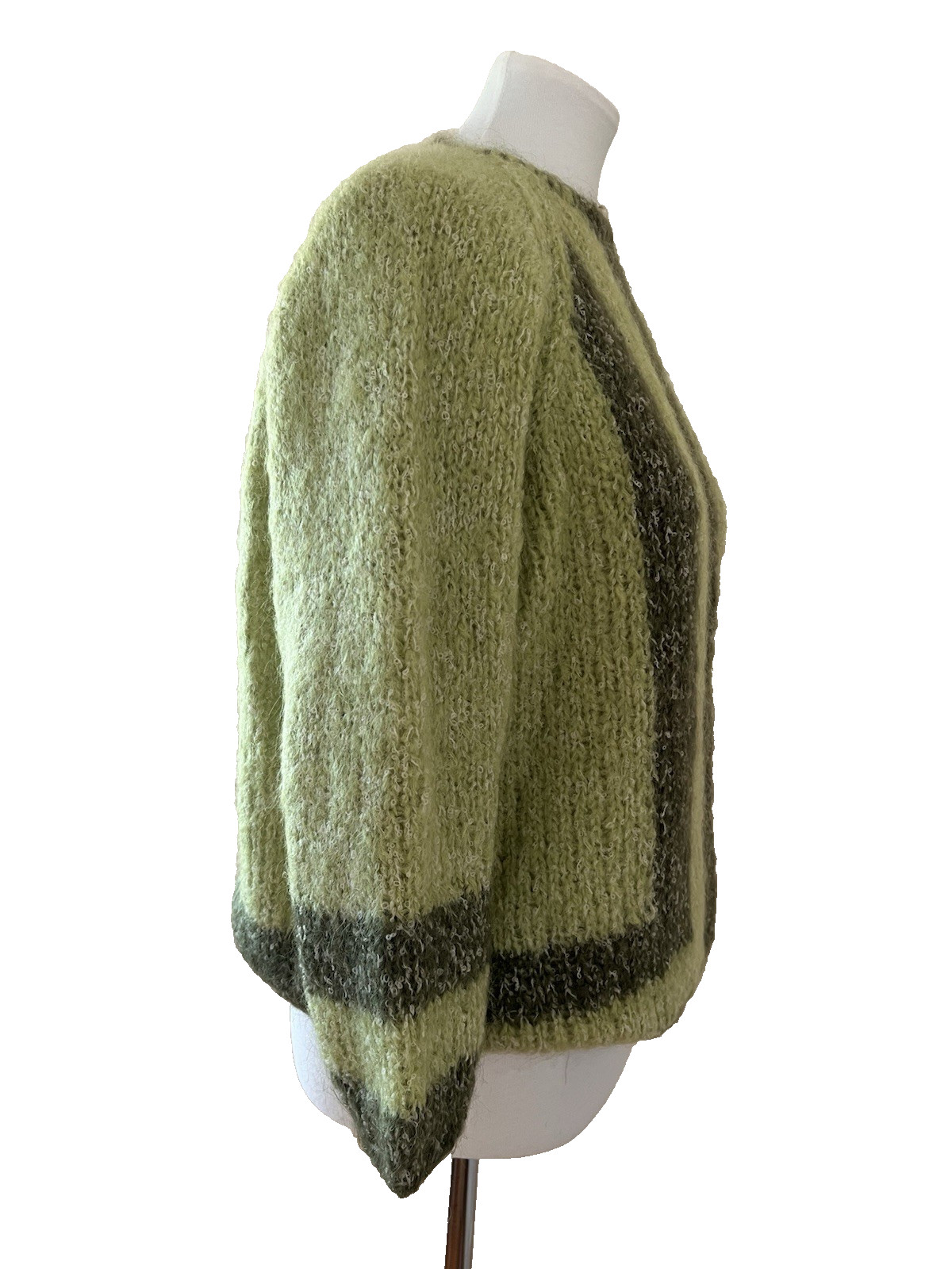 VTG Colebrook Hand Knit Pullover Sweater Wool/Mohair/Nylon Blend ~ Dk/Lt Green
