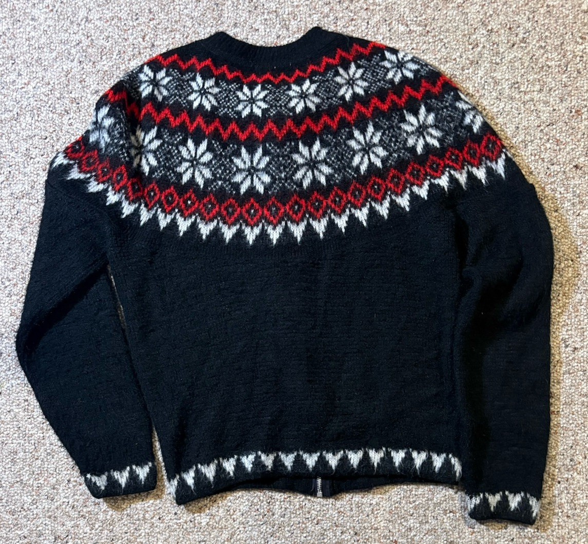 Vtg 60’s McGregor Mohair Christmas Snowflake Cardigan Zip Up Sweater. Size L