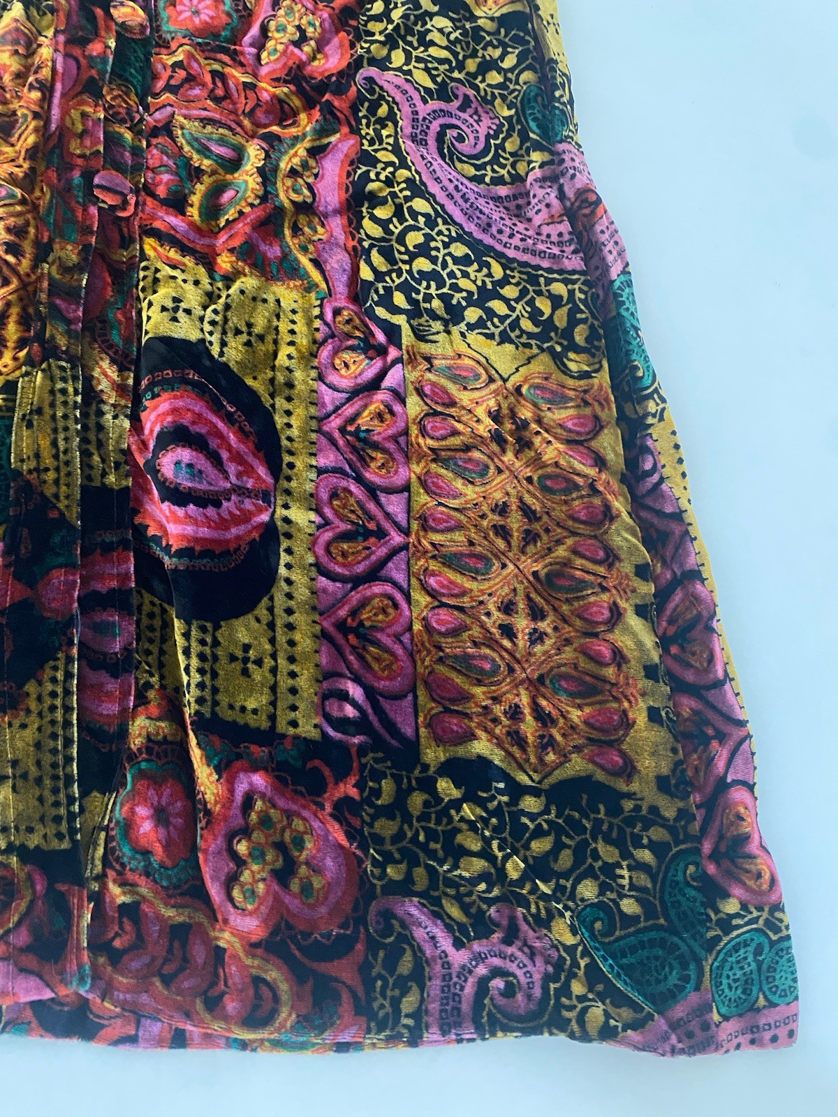 VTG 60s 70’s S VELVET Paisley Hooded VELOUR Robe Whimsigoth Dark Fairy Witch Fal