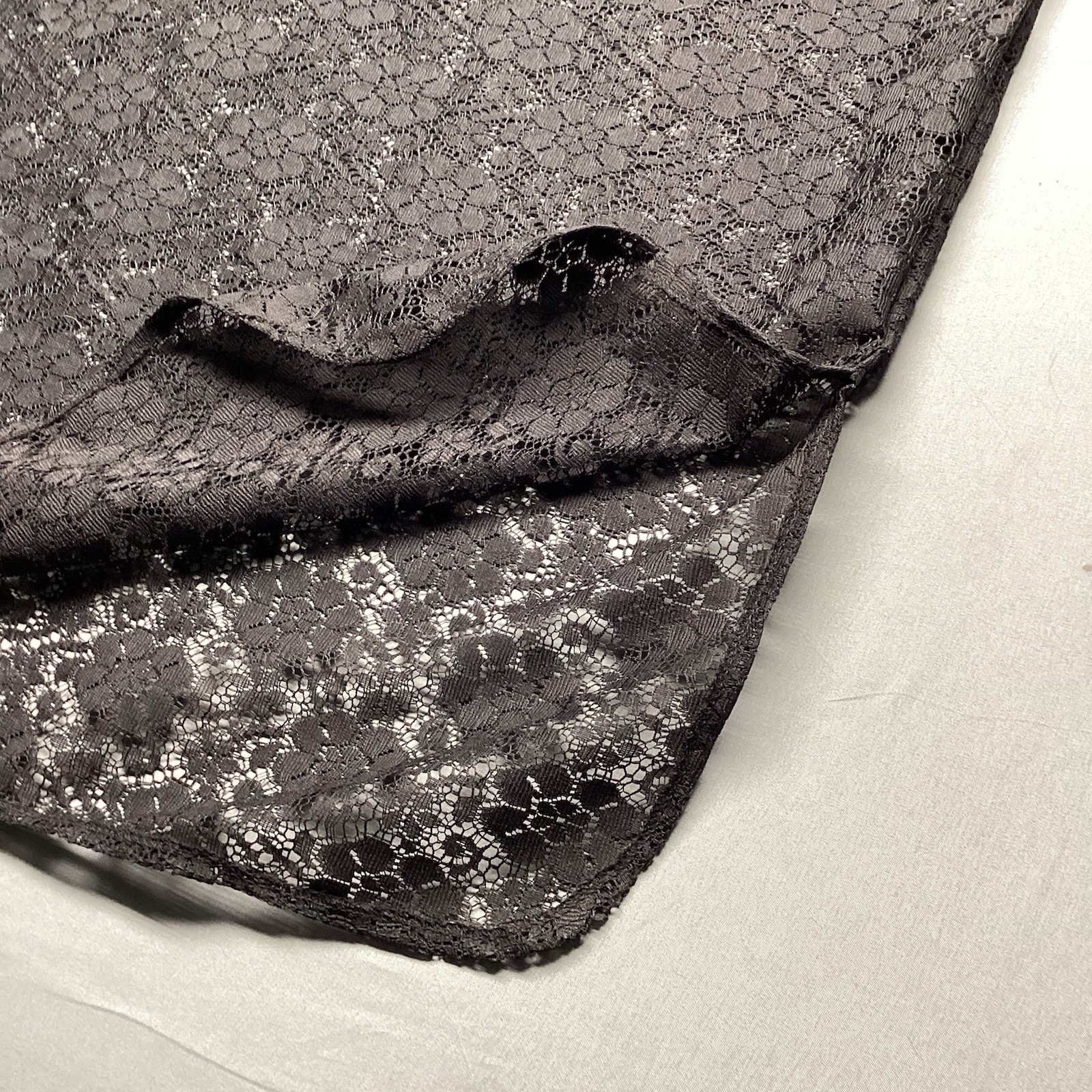 Vintage Kathleen For Sweet Herb Sheer Black Lace Tunic One Size Made in USA