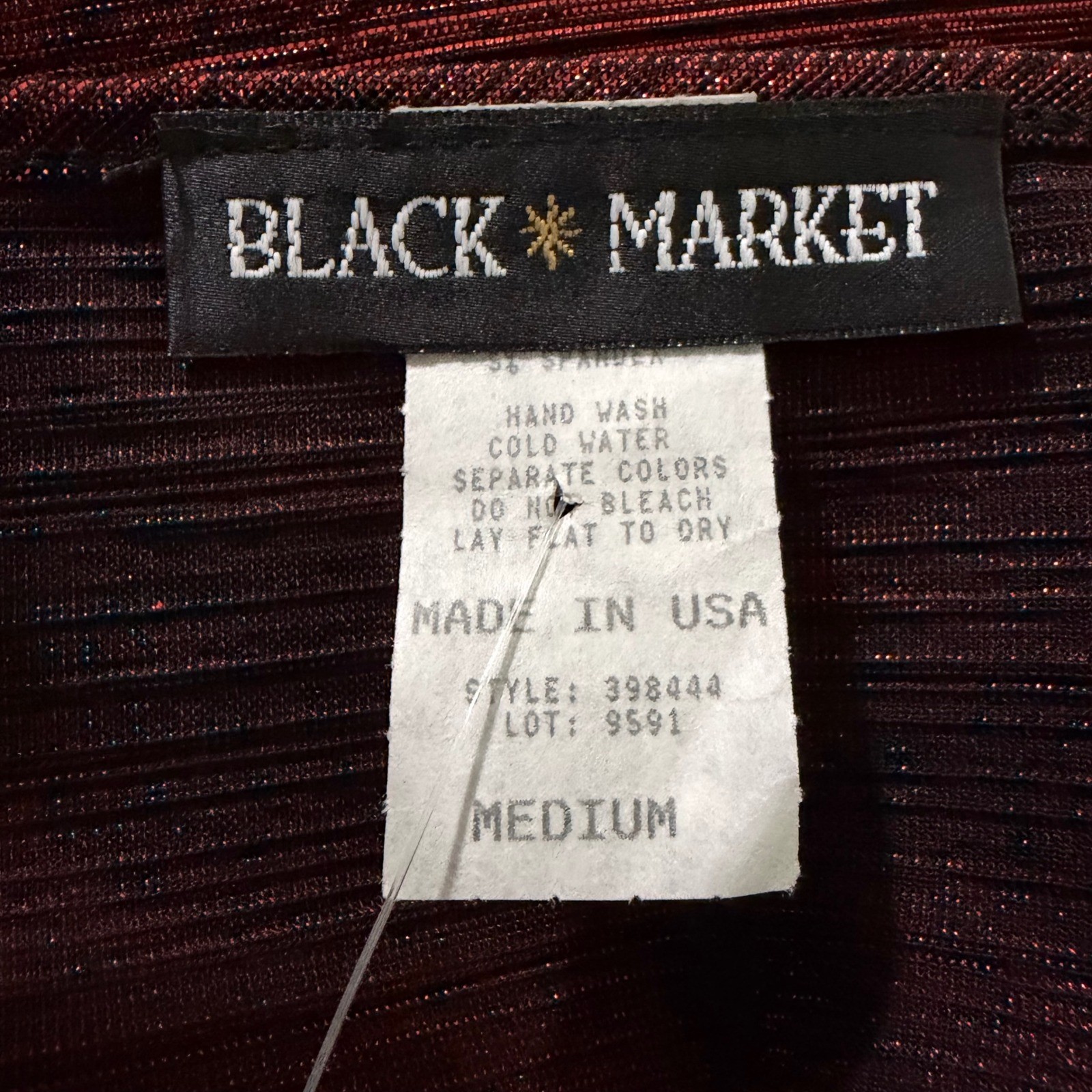 Black Market Camisole Top Medium Red Metallic Ribbed Spaghetti Strap 90s Grunge