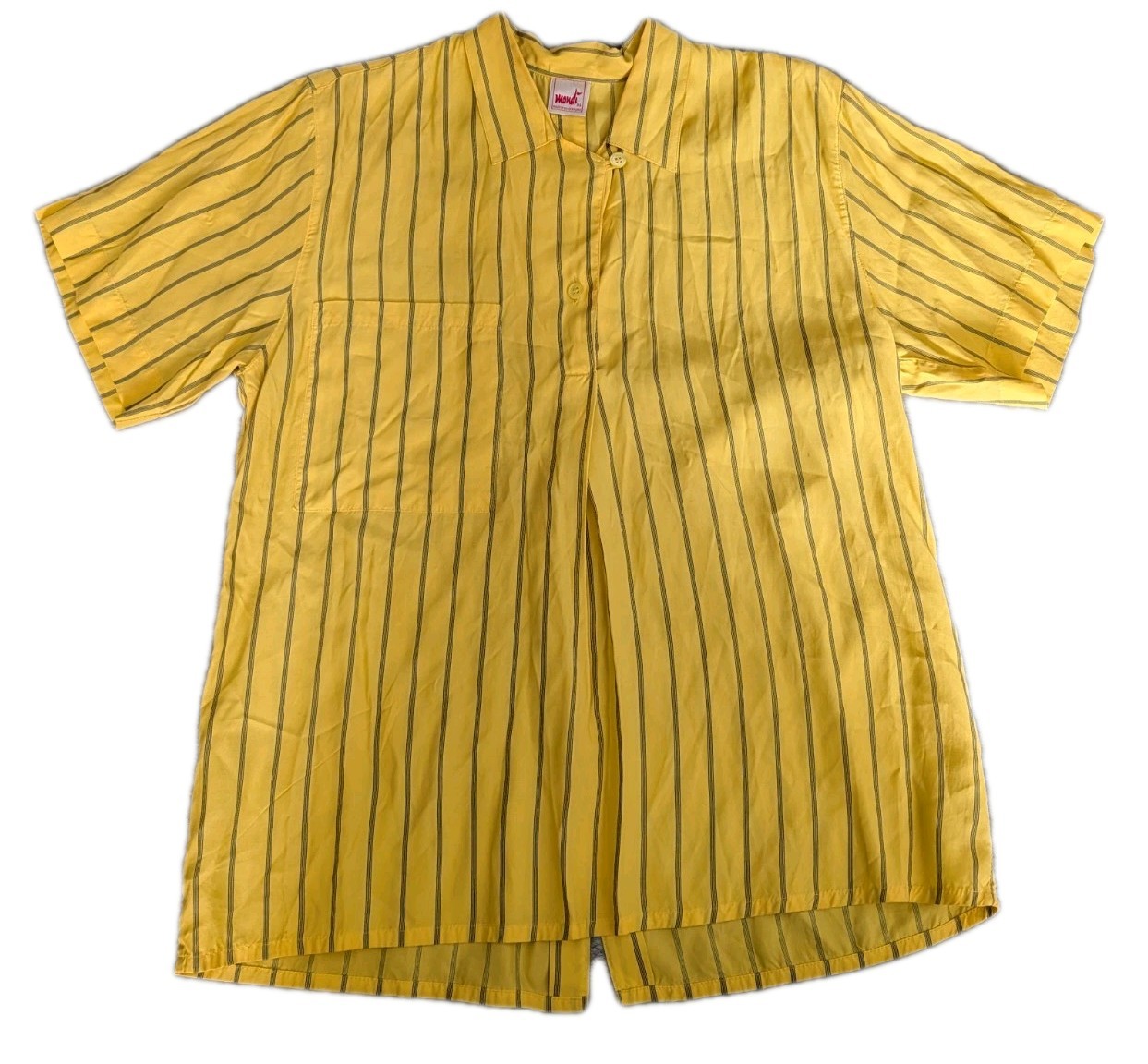Vtg Mondi Women’s Shirt Pullover Button Back Loop Collar Striped W Germany 36
