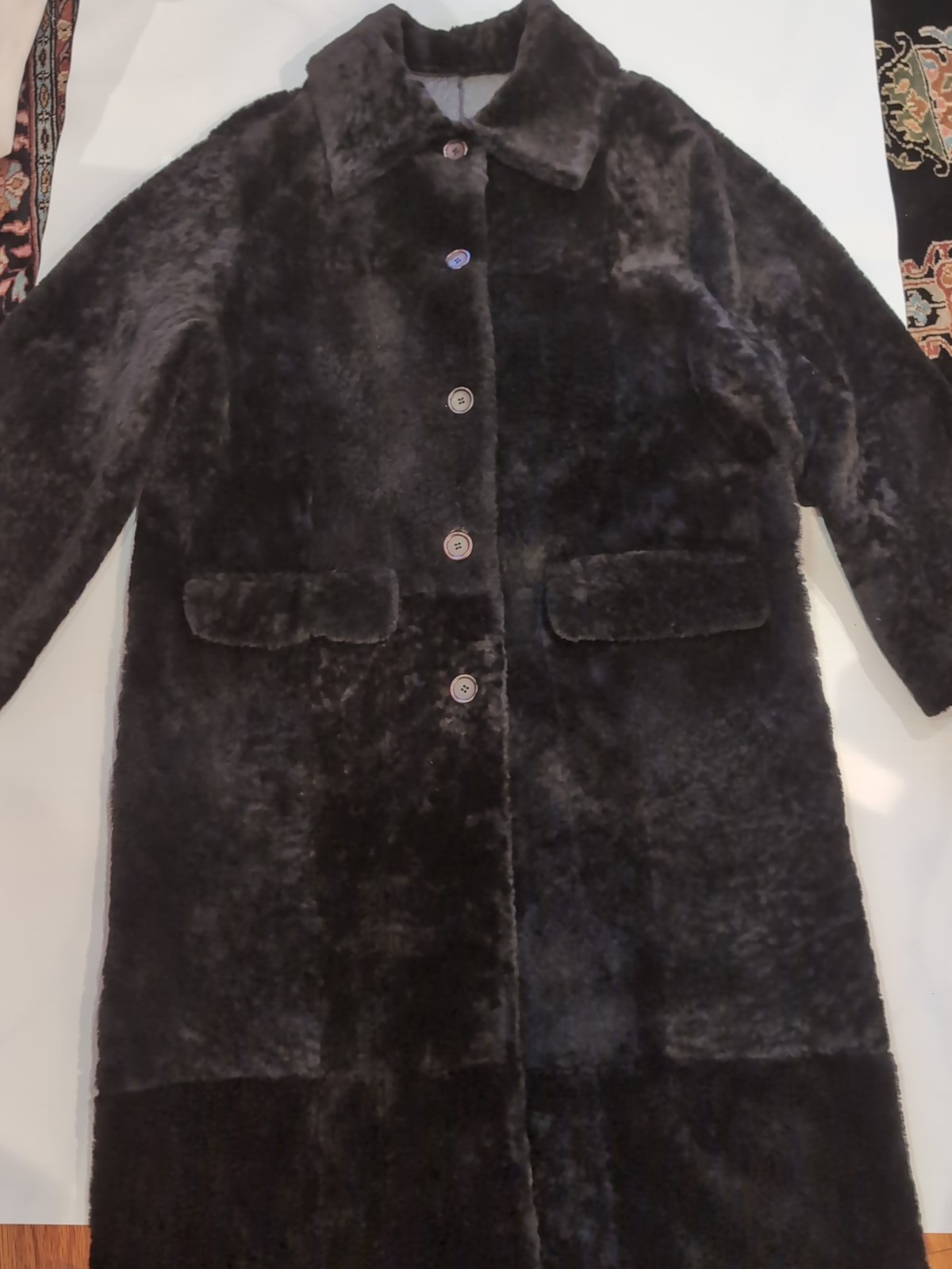 BLACK Sheepskin FULL LENGTH COAT LARGE Shearling