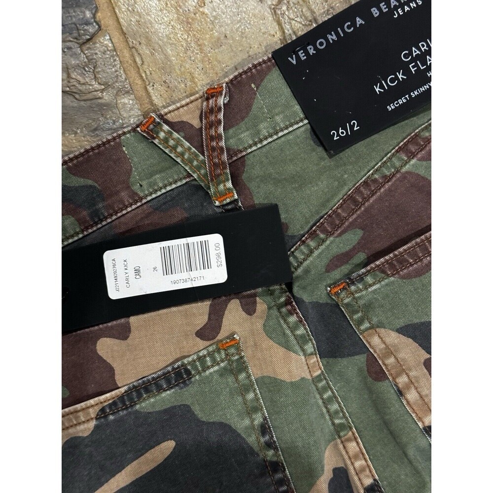 NWT $298 Veronica Beard Carly Kick Flare High Rise Jeans Camo Women’s 26