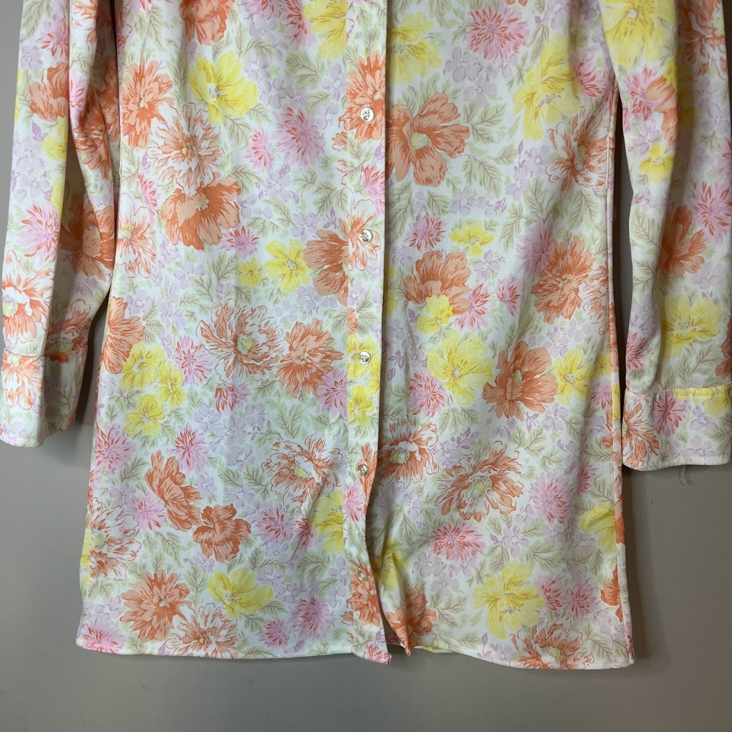 VTG 1970s Floral Button Up Skirt Mini Dress Tunic Boho Hippie Hippy 70s M/L ?