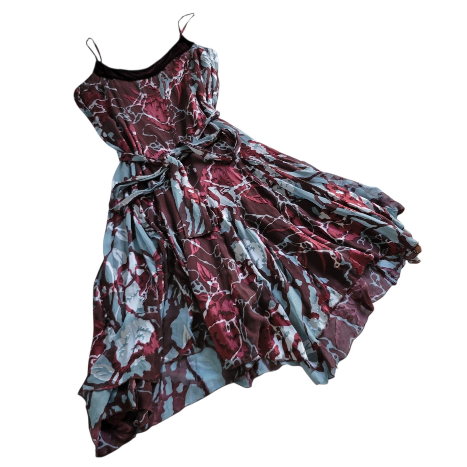 VTG European 90s Monnari Silk Velvet Midi Dress Whimsigoth Fairy Grunge Med