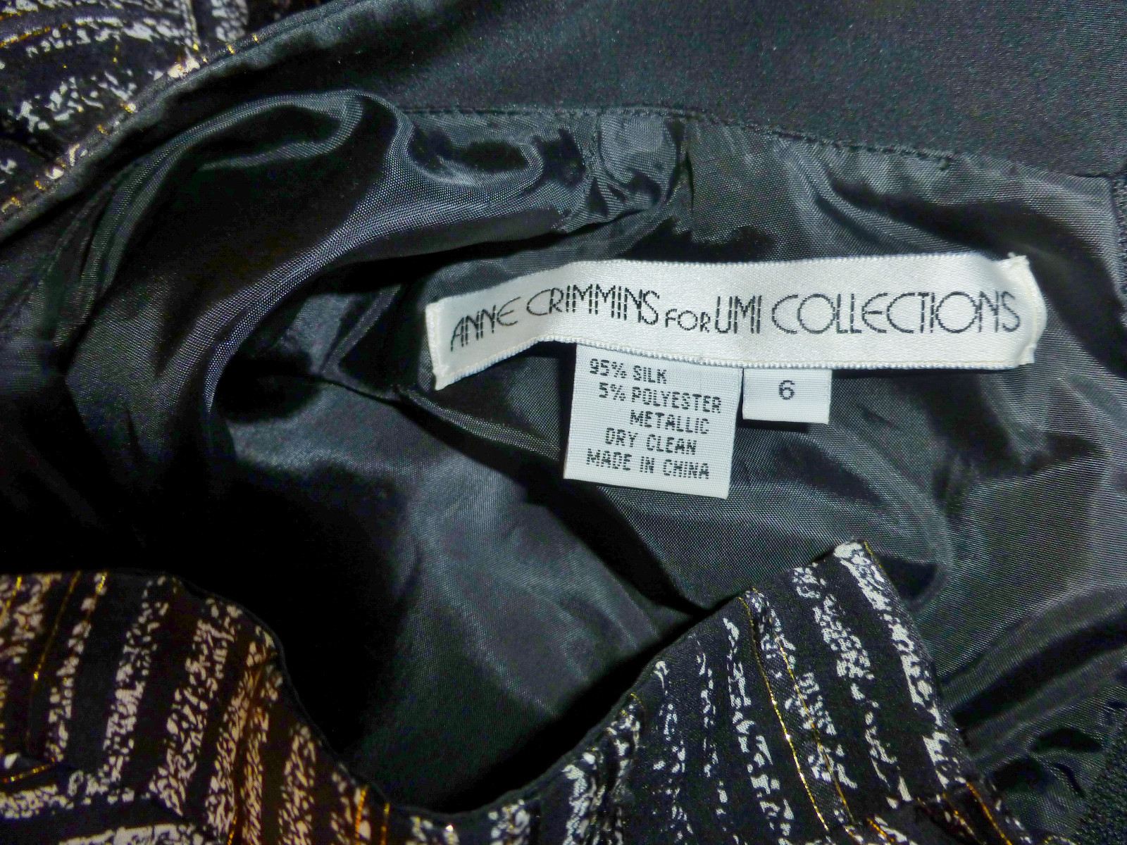 Vtg 80s Anne Crimmins Gauze SILK Gold Metallic Lurex Cocktail Party Tunic DRESS
