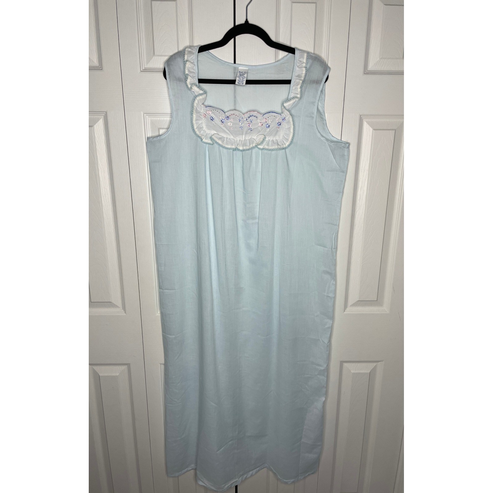 Sheila Anne House Dress Nightgown Vintage Cottagecore Coquette Blue Cotton Large